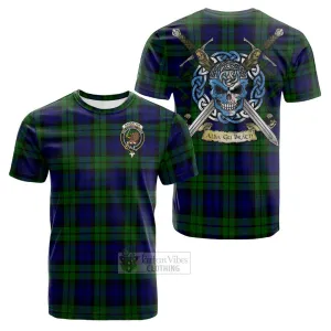 Bannatyne Tartan Cotton T-shirt with Family Crest Celtic Skull Style