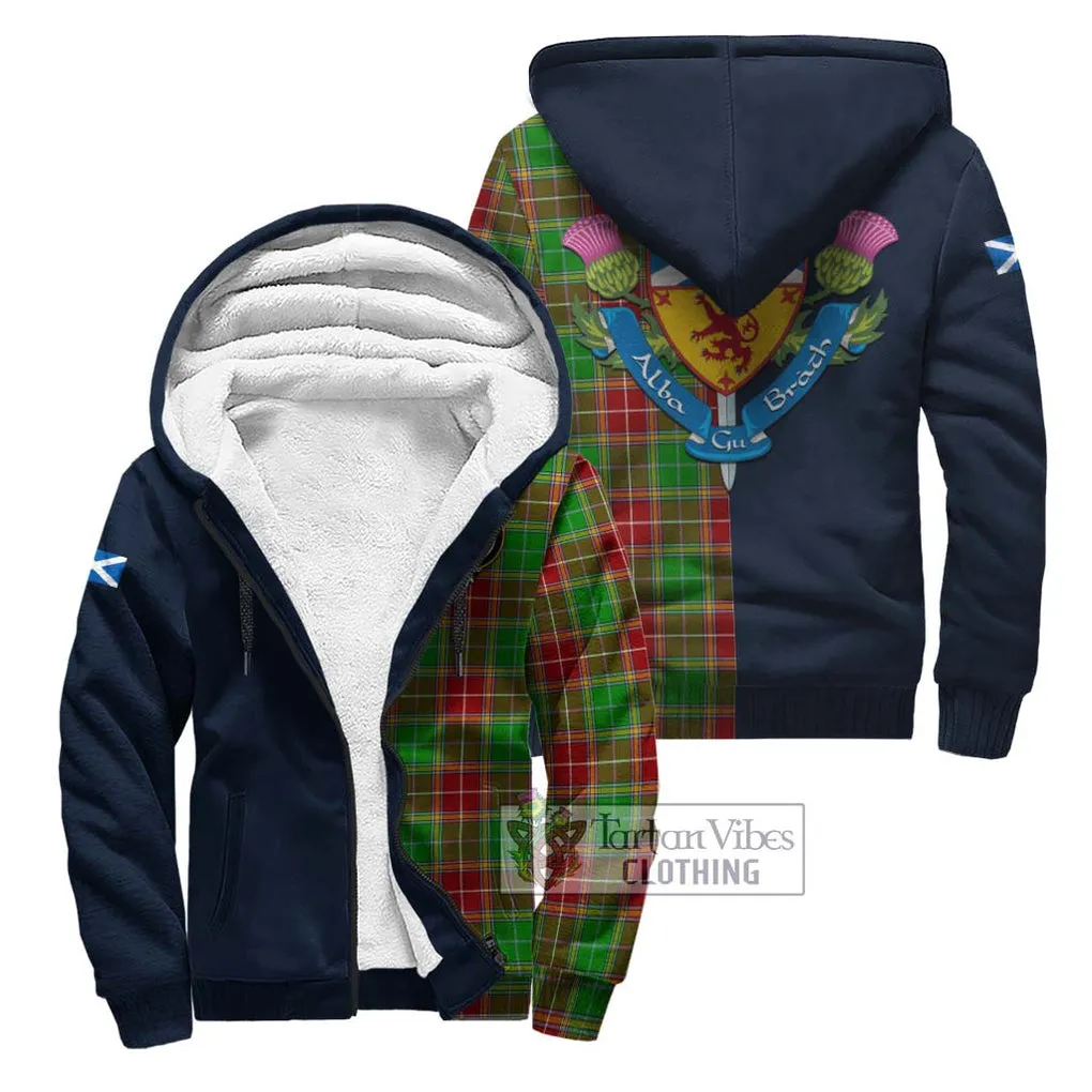 Baxter Modern Tartan Sherpa Hoodie Alba with Scottish Lion Royal Arm Half Style