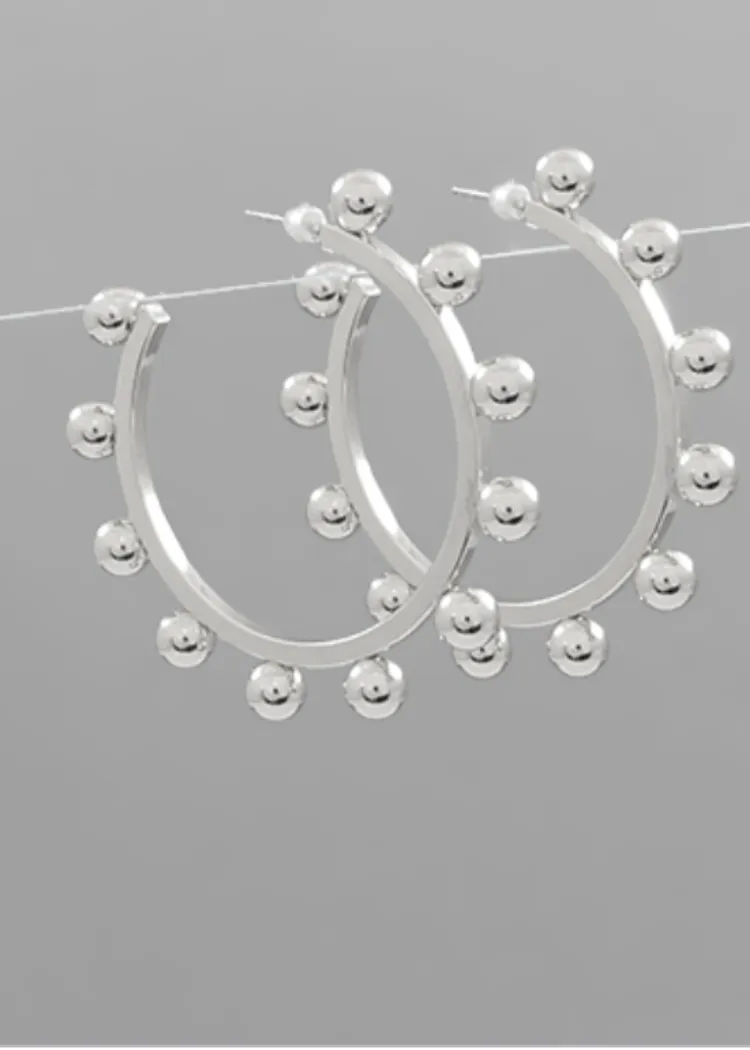 Belin Metal Ball Hoops-Silver