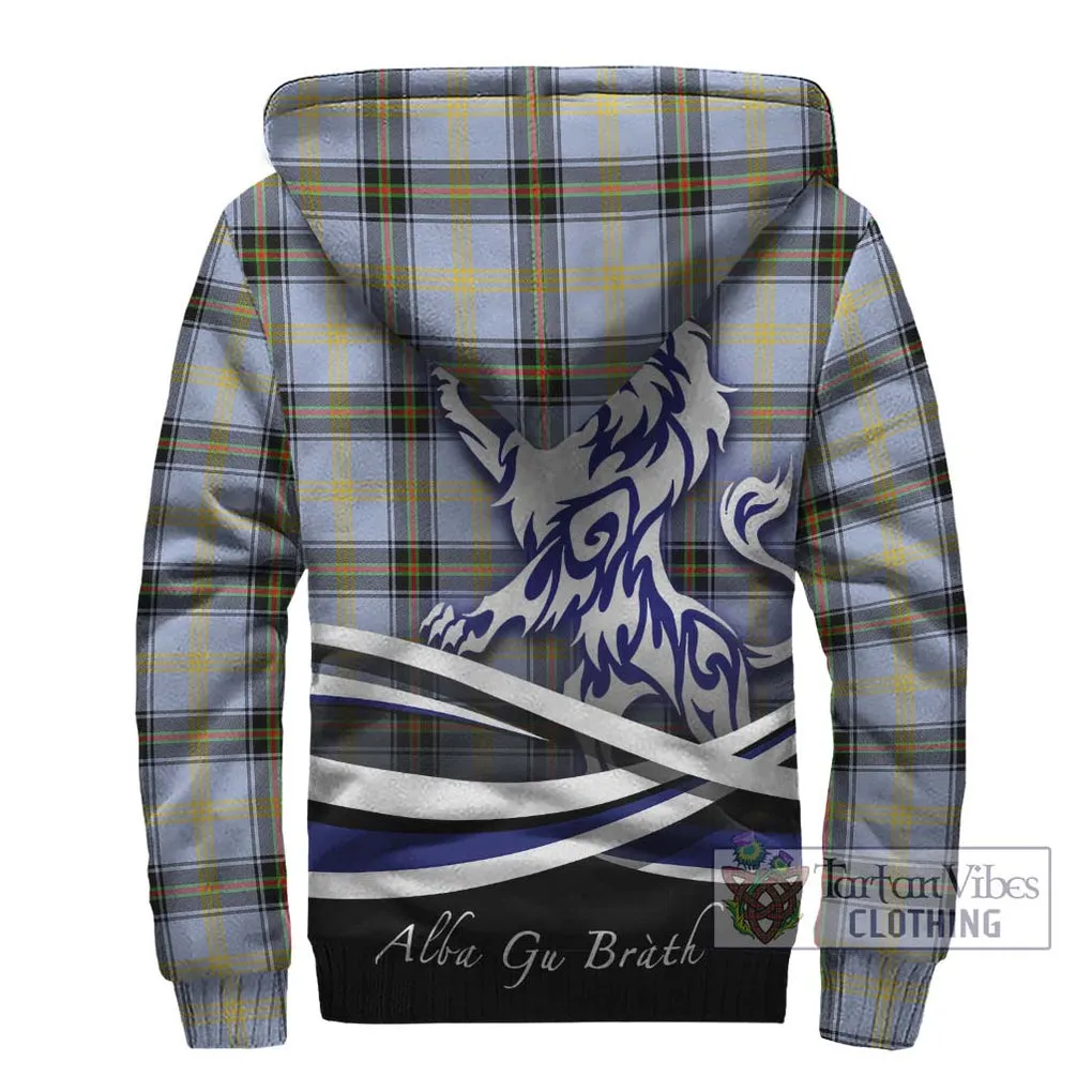 Bell Tartan Sherpa Hoodie with Alba Gu Brath Regal Lion Emblem