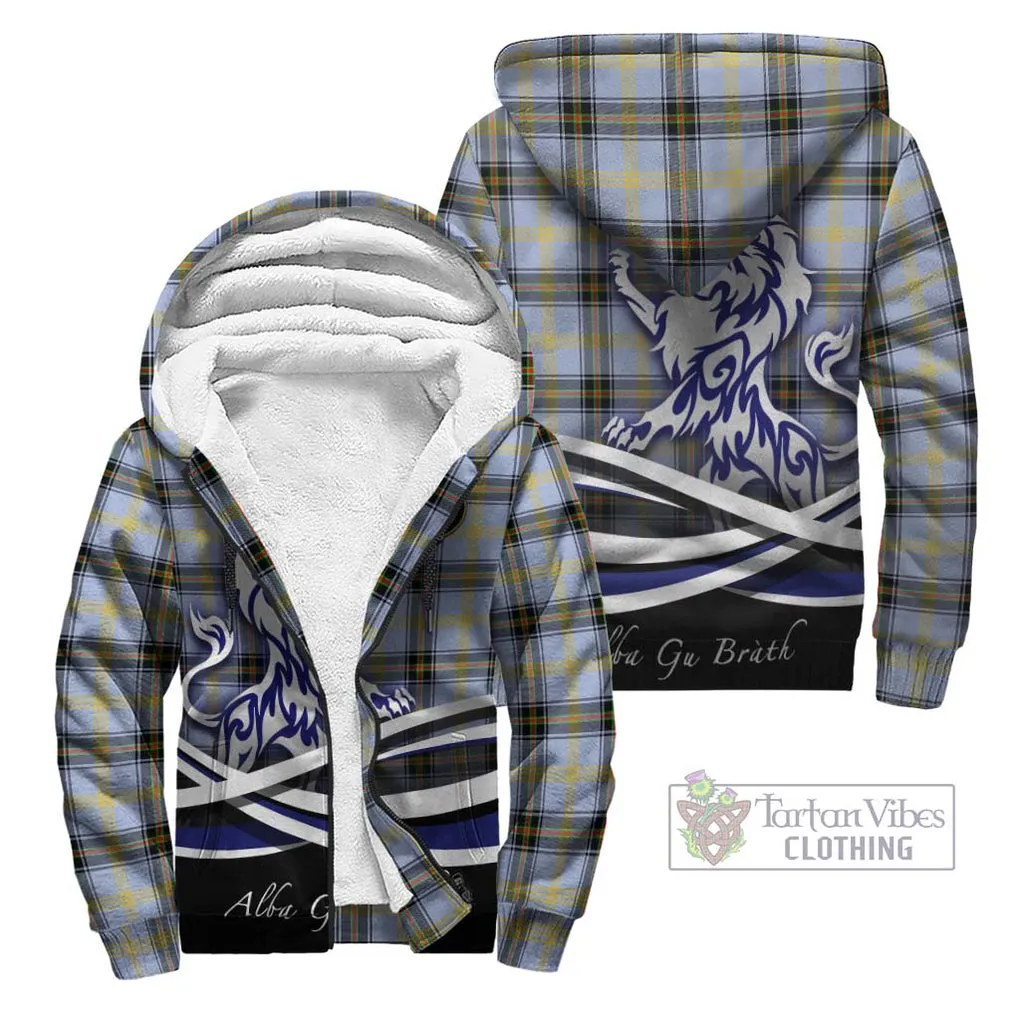 Bell Tartan Sherpa Hoodie with Alba Gu Brath Regal Lion Emblem