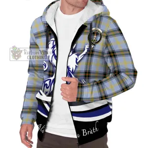 Bell Tartan Sherpa Hoodie with Alba Gu Brath Regal Lion Emblem