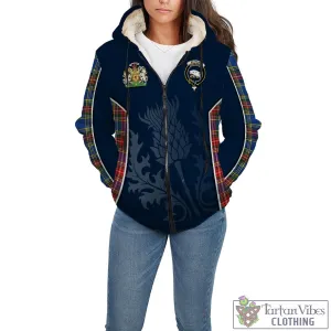 Bethune Tartan Sherpa Hoodie with Family Crest and Scottish Thistle Vibes Sport Style