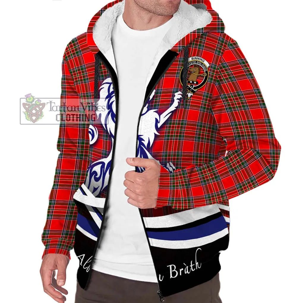 Binning Tartan Sherpa Hoodie with Alba Gu Brath Regal Lion Emblem