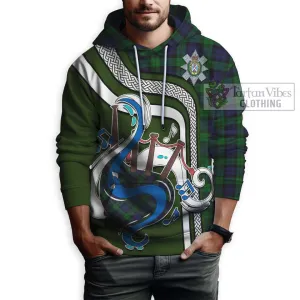 Black Watch Tartan Hoodie with Epic Bagpipe Style