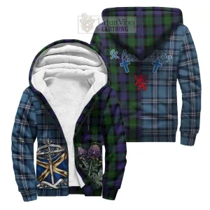 Blair Tartan Sherpa Hoodie Happy St. Andrew's Day Half Tartan Style