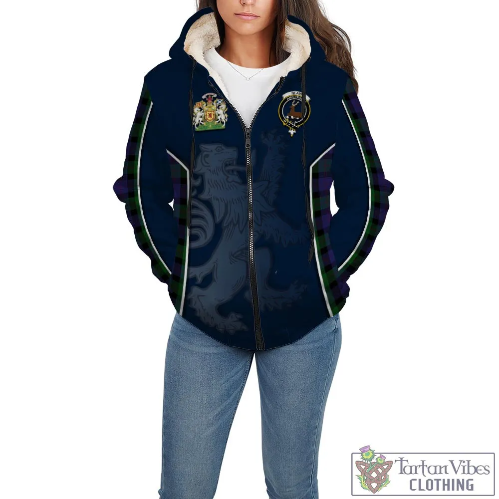 Blair Tartan Sherpa Hoodie with Family Crest and Lion Rampant Vibes Sport Style