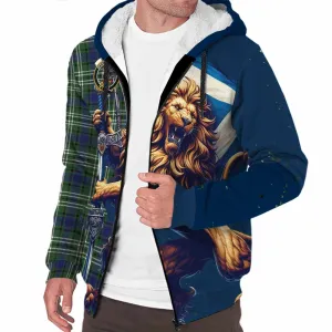 Blyth Tartan Family Crest Sherpa Hoodie with Scottish Majestic Lion