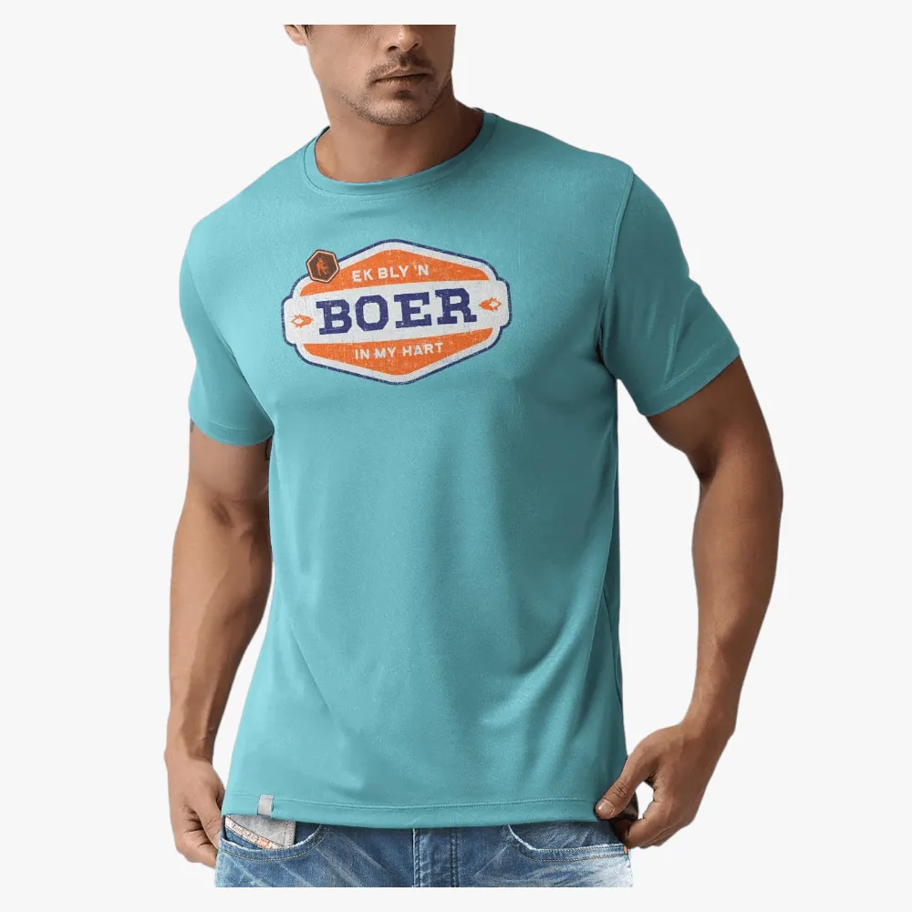 Boerboel Mens Premium Cotton Boer Short Sleeve Tee Light Blue