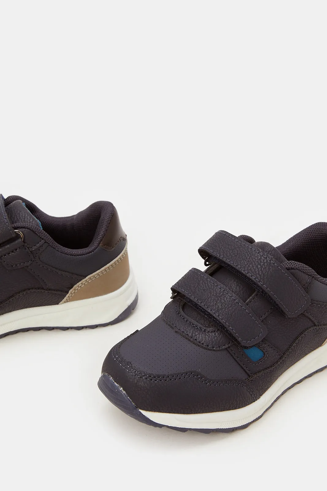 Boys Navy Material Block Sneaker