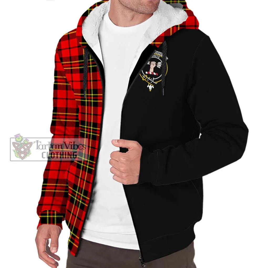 Brodie Modern Tartan Sherpa Hoodie with Family Crest and Half Of Me Style