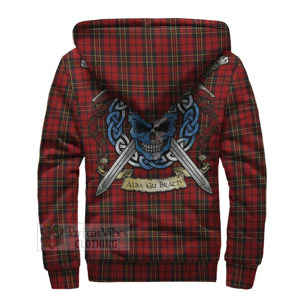 Brodie Tartan Sherpa Hoodie with Family Crest Celtic Skull Style