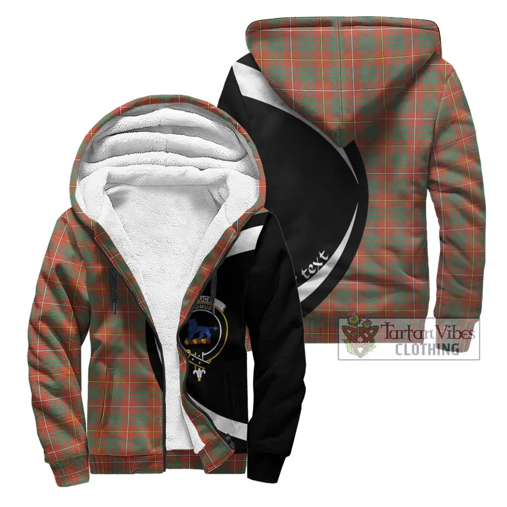 Bruce Ancient Tartan Sherpa Hoodie with Family Crest Circle Style