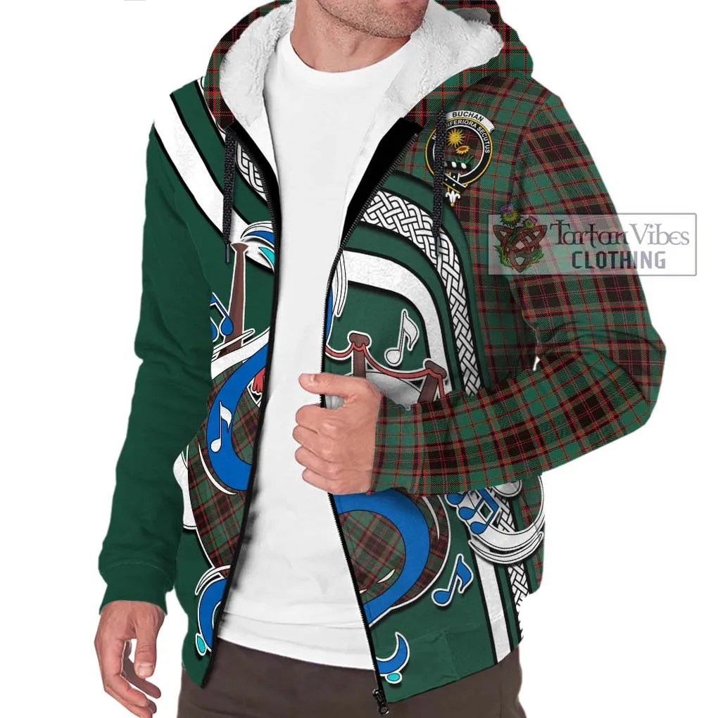 Buchan Ancient Tartan Sherpa Hoodie with Epic Bagpipe Style