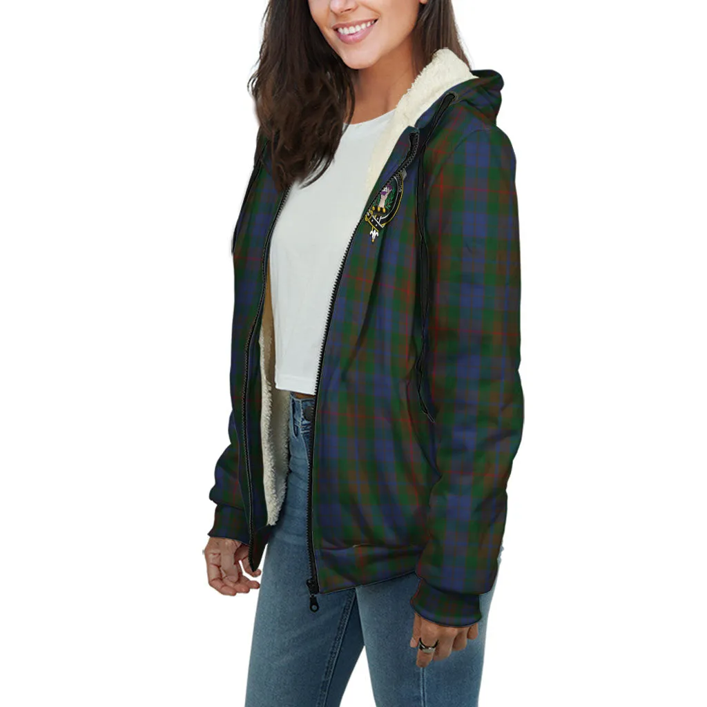 Buchanan Hunting Tartan Sherpa Hoodie with Family Crest