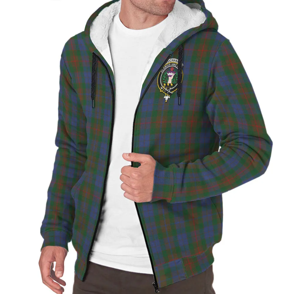 Buchanan Hunting Tartan Sherpa Hoodie with Family Crest