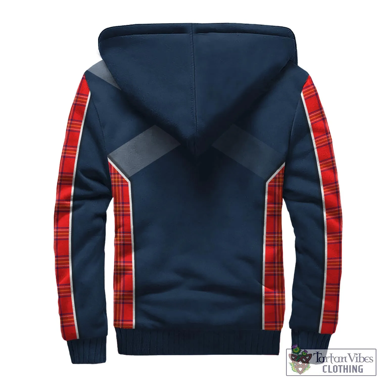 Burnett Modern Tartan Sherpa Hoodie with Family Crest and Scottish Thistle Vibes Sport Style