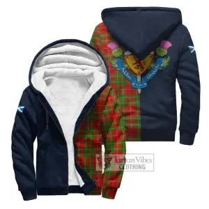 Burnett Tartan Sherpa Hoodie Alba with Scottish Lion Royal Arm Half Style