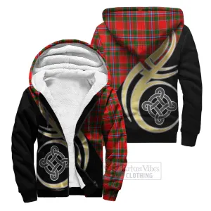 Butter Tartan Sherpa Hoodie with Family Crest and Celtic Symbol Style