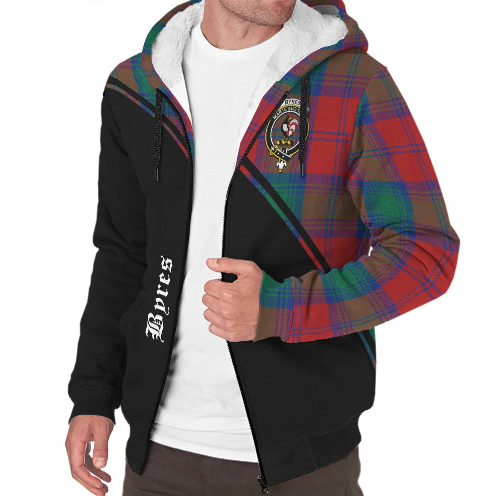 Byres (Byses) Tartan Sherpa Hoodie with Family Crest Curve Style