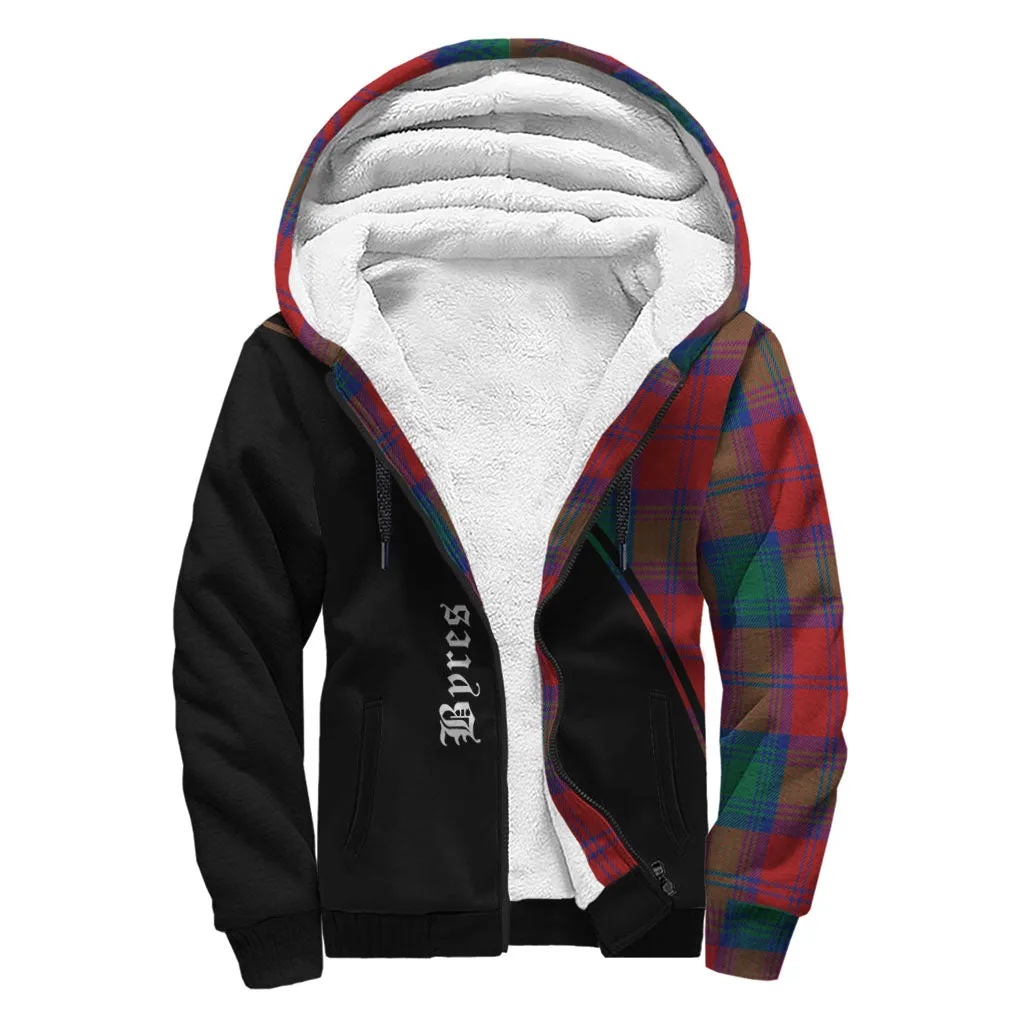 Byres (Byses) Tartan Sherpa Hoodie with Family Crest Curve Style