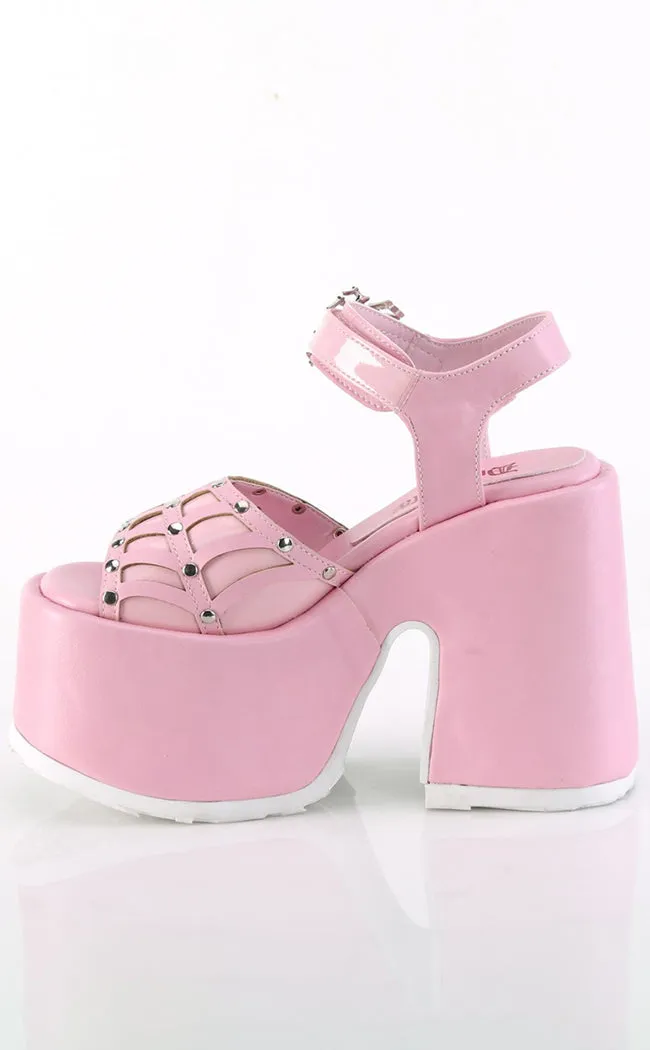 CAMEL-17 Baby Pink Platform Spider Sandals