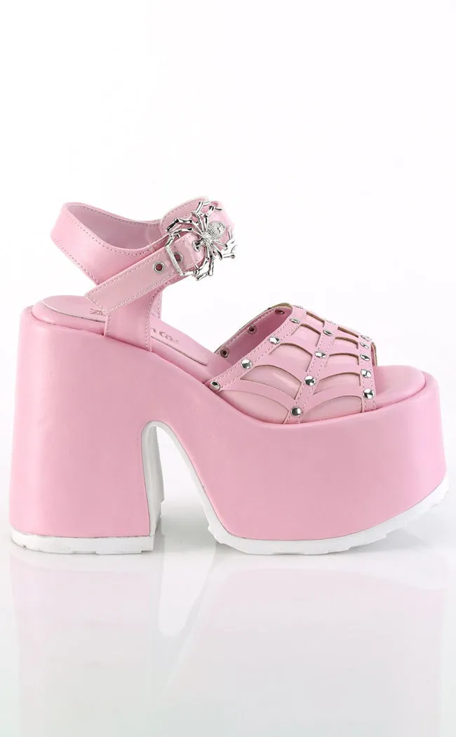 CAMEL-17 Baby Pink Platform Spider Sandals