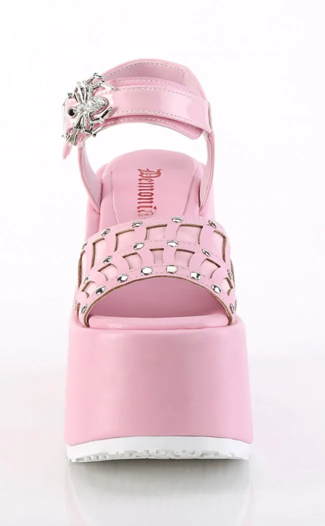 CAMEL-17 Baby Pink Platform Spider Sandals