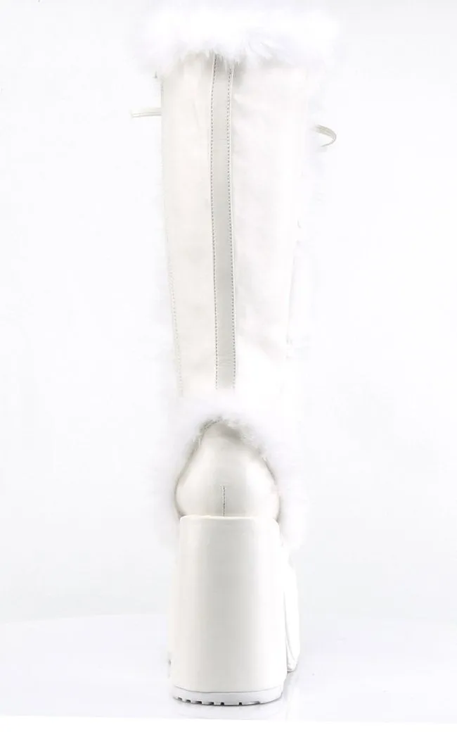 CAMEL-311 White Vegan Leather Boots