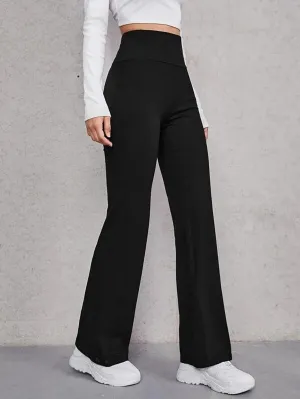 Casual Pant High Waisted Flare Pant Workout Solid Pant