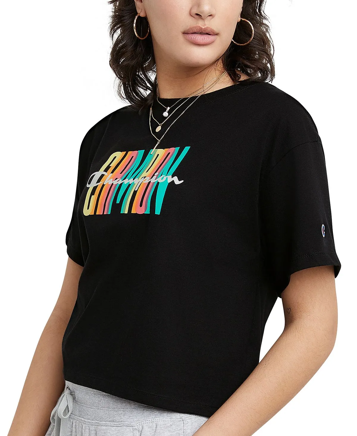 Champion Women's Cropped Logo T-Shirt Black