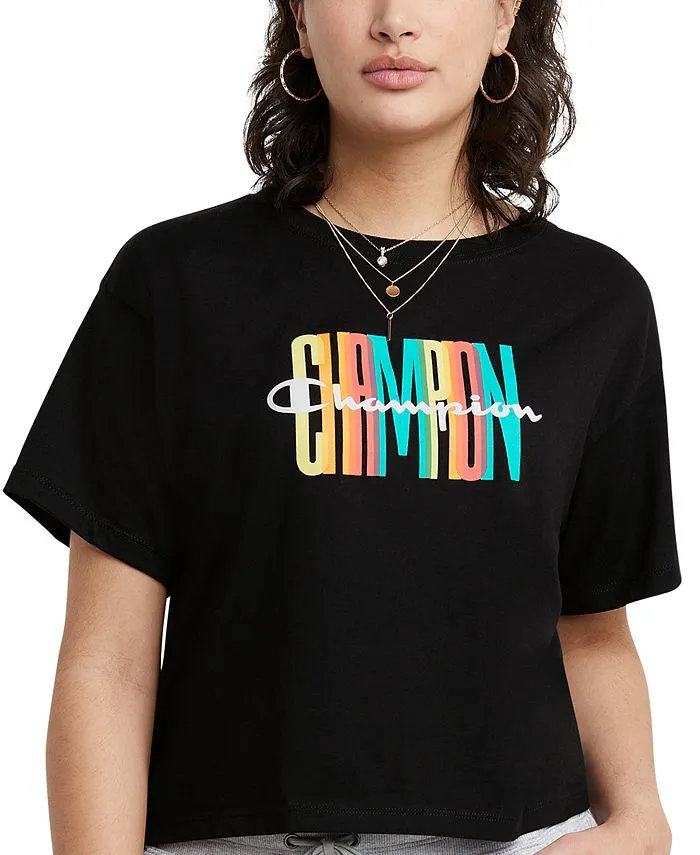 Champion Women's Cropped Logo T-Shirt Black