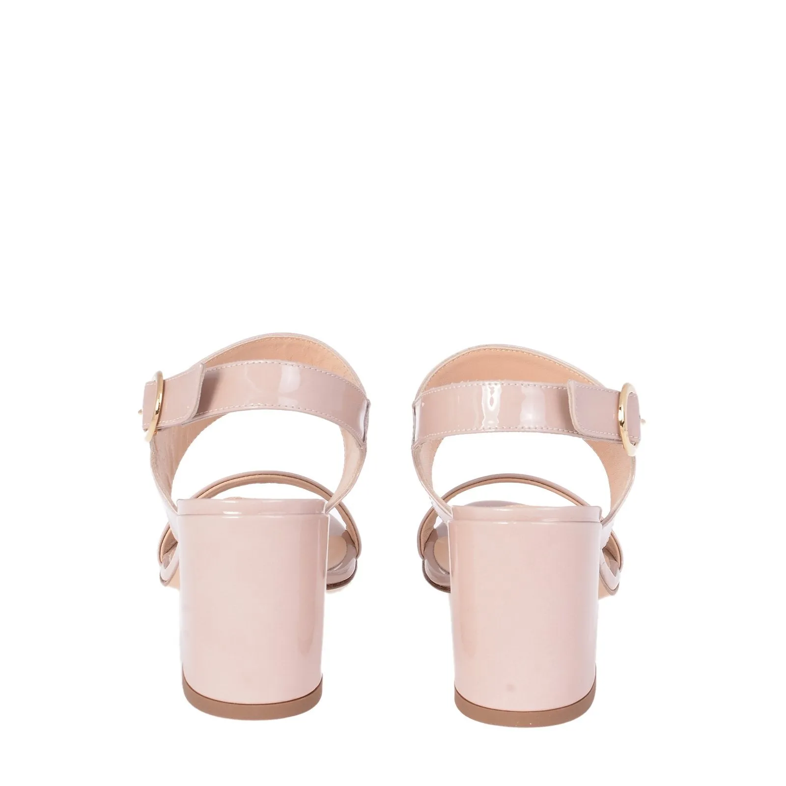 Chunky Wide String Low Heeled Sandals In Beige