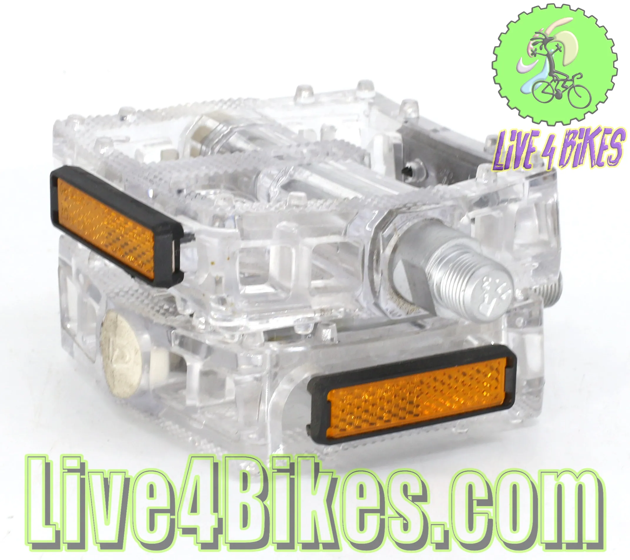 Clear BMX Platform Wide Pedals 9/16" - Live 4 Bikes