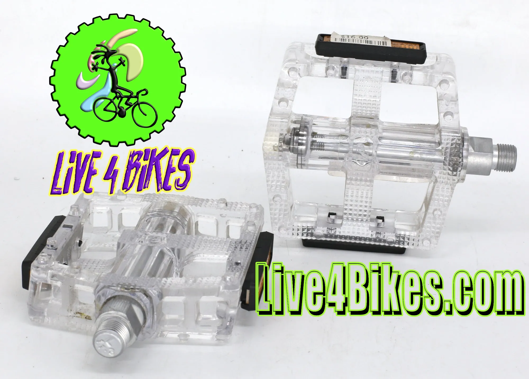 Clear BMX Platform Wide Pedals 9/16" - Live 4 Bikes