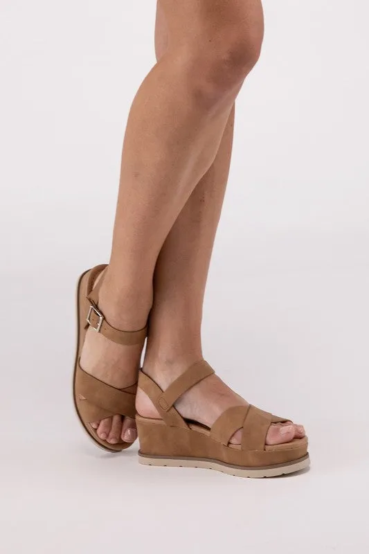 Clever - Cross Strap Wedge Sandals