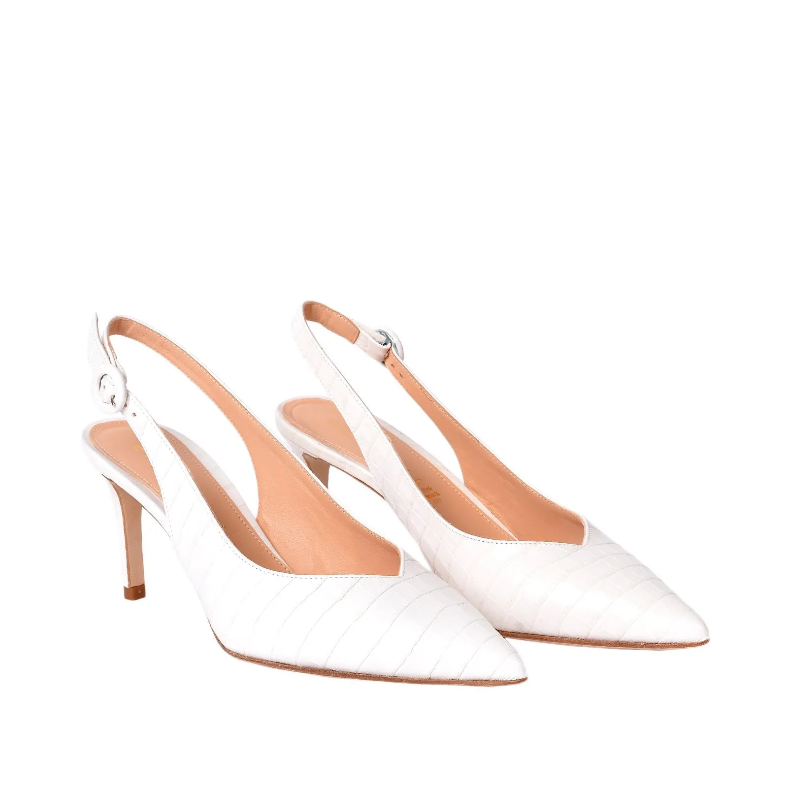 Cocco White Sling Back Pumps