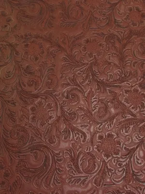 Copper Vintage Western Floral Pu Leather Fabric / Sold By The Yard