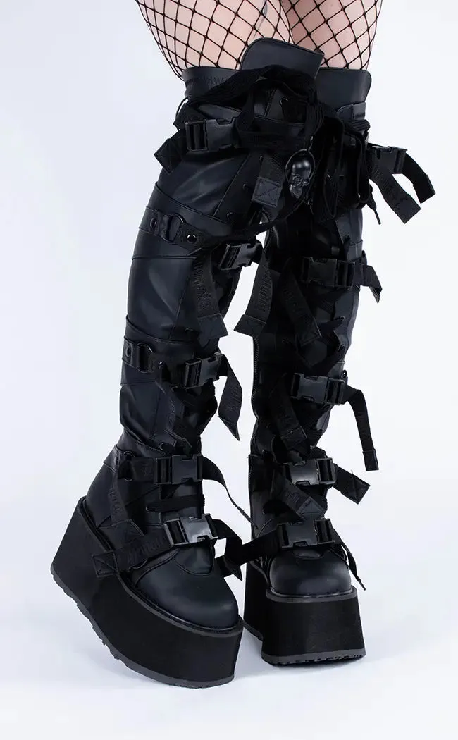 DAMNED-325 Black Vegan Leather Over-The-Knee Boots