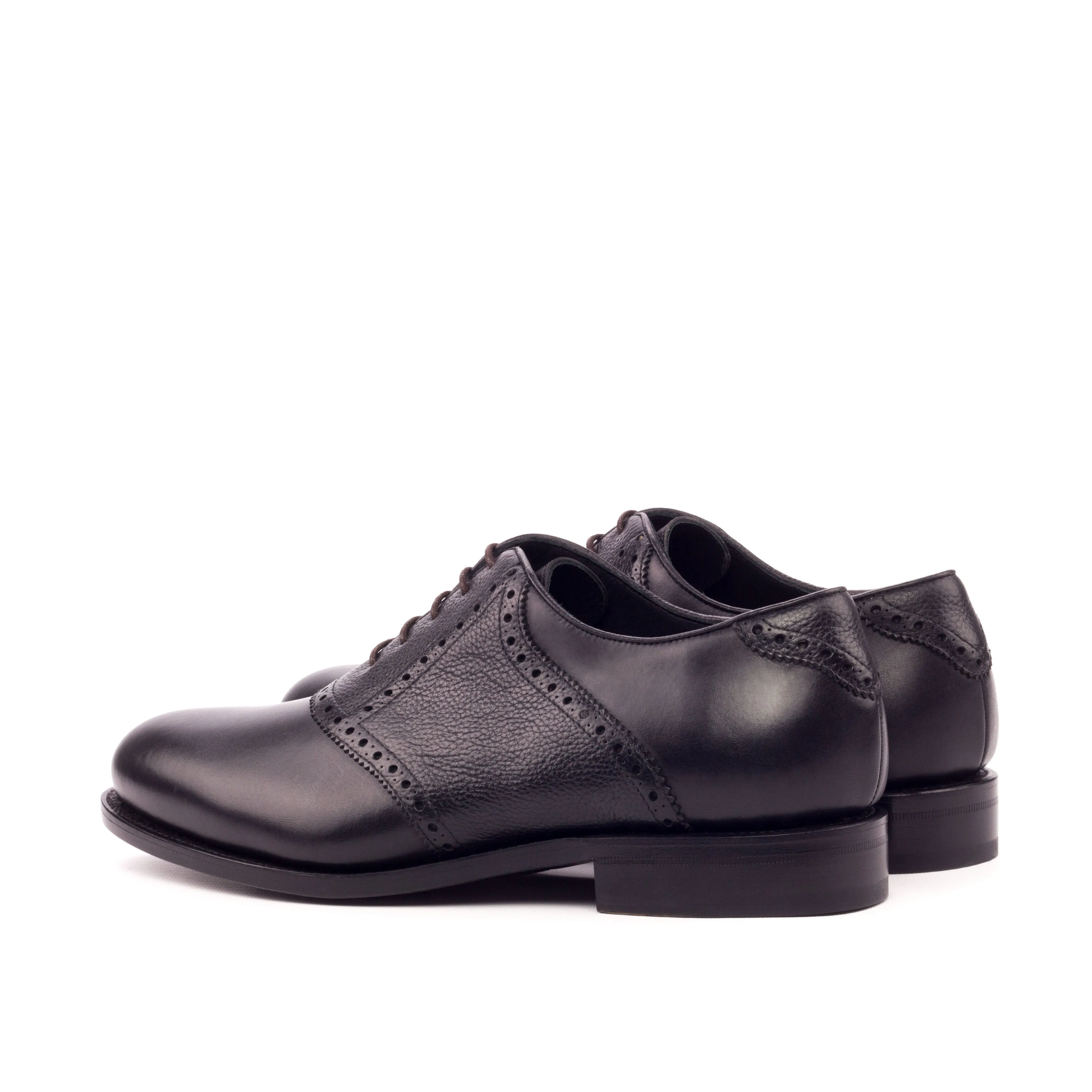 DapperFam Fabrizio in Black Men's Italian Leather & Italian Full Grain Leather Saddle