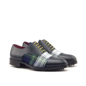 DapperFam Rafael Golf in Tartan / Navy Men's Sartorial & Italian Leather Oxford