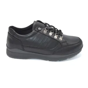 DB Sharnbrook - Mens Extra Wide Fit Trainer-  6V  (6E-8E) Fitting - Black Leather