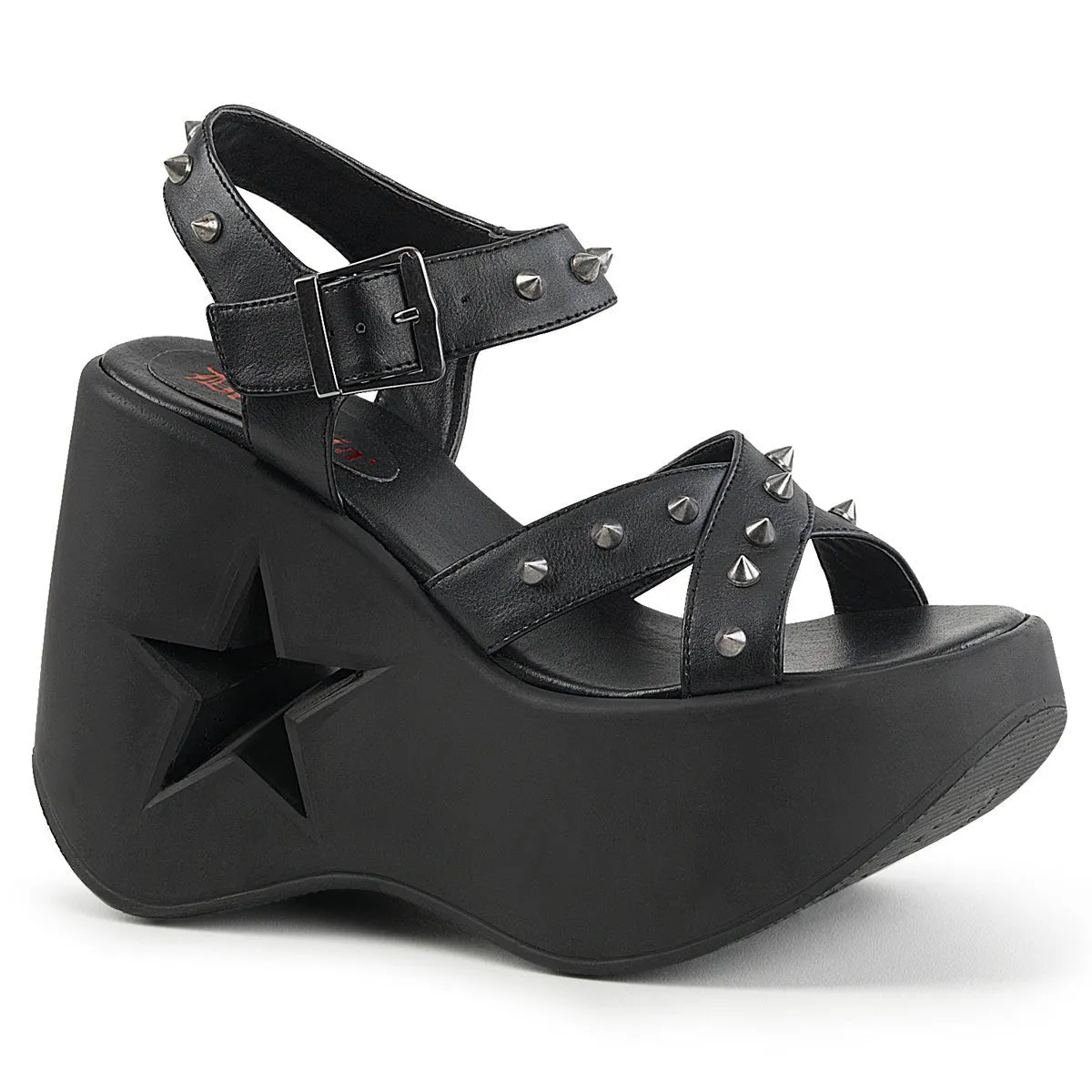 Demonia DYNAMITE-02 | Black Vegan Leather Sandals