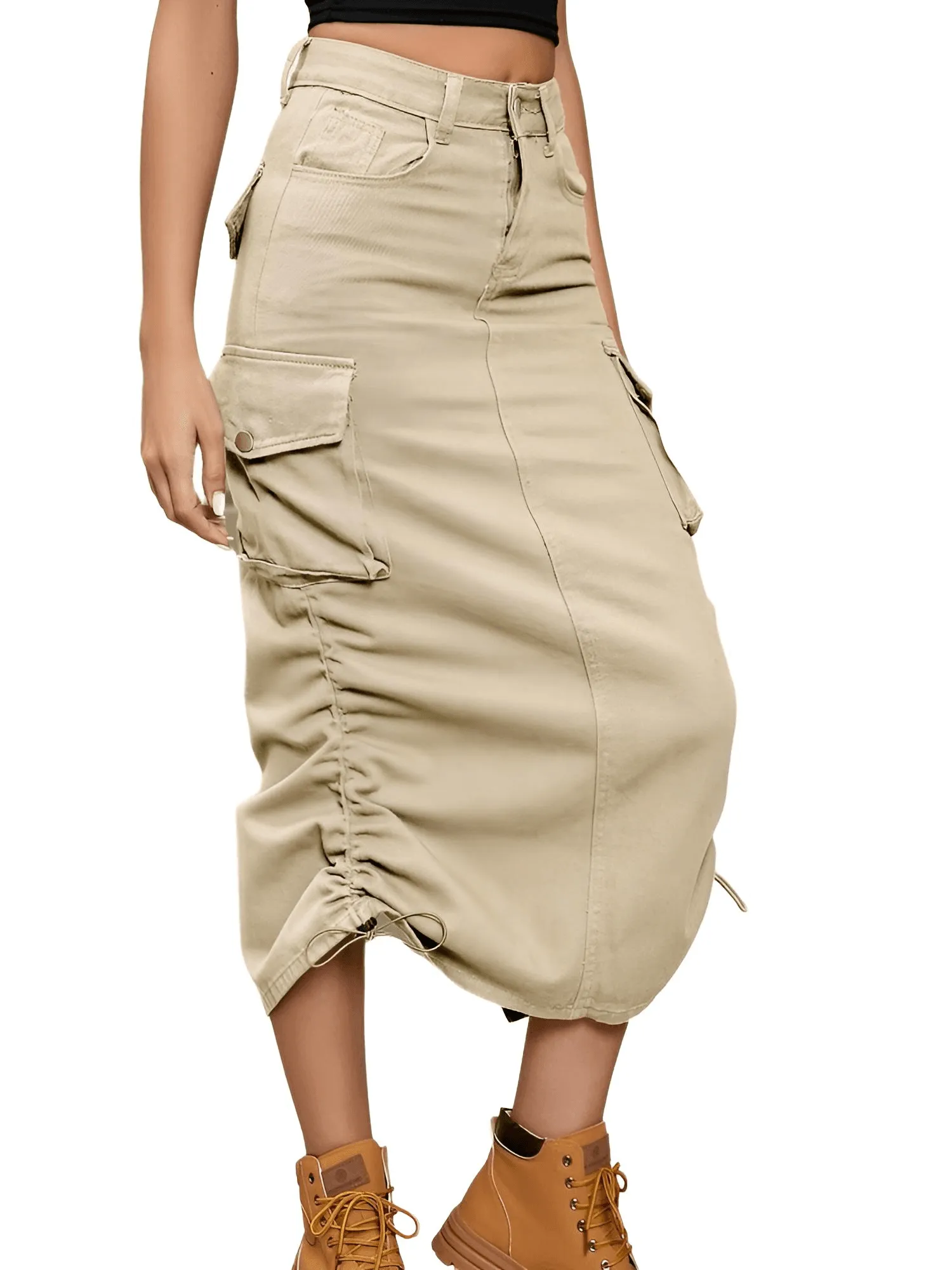 Denim Cargo Work Skirt For Women