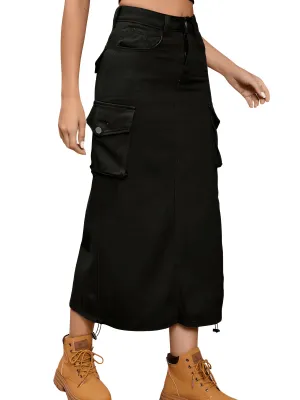 Denim Cargo Work Skirt For Women