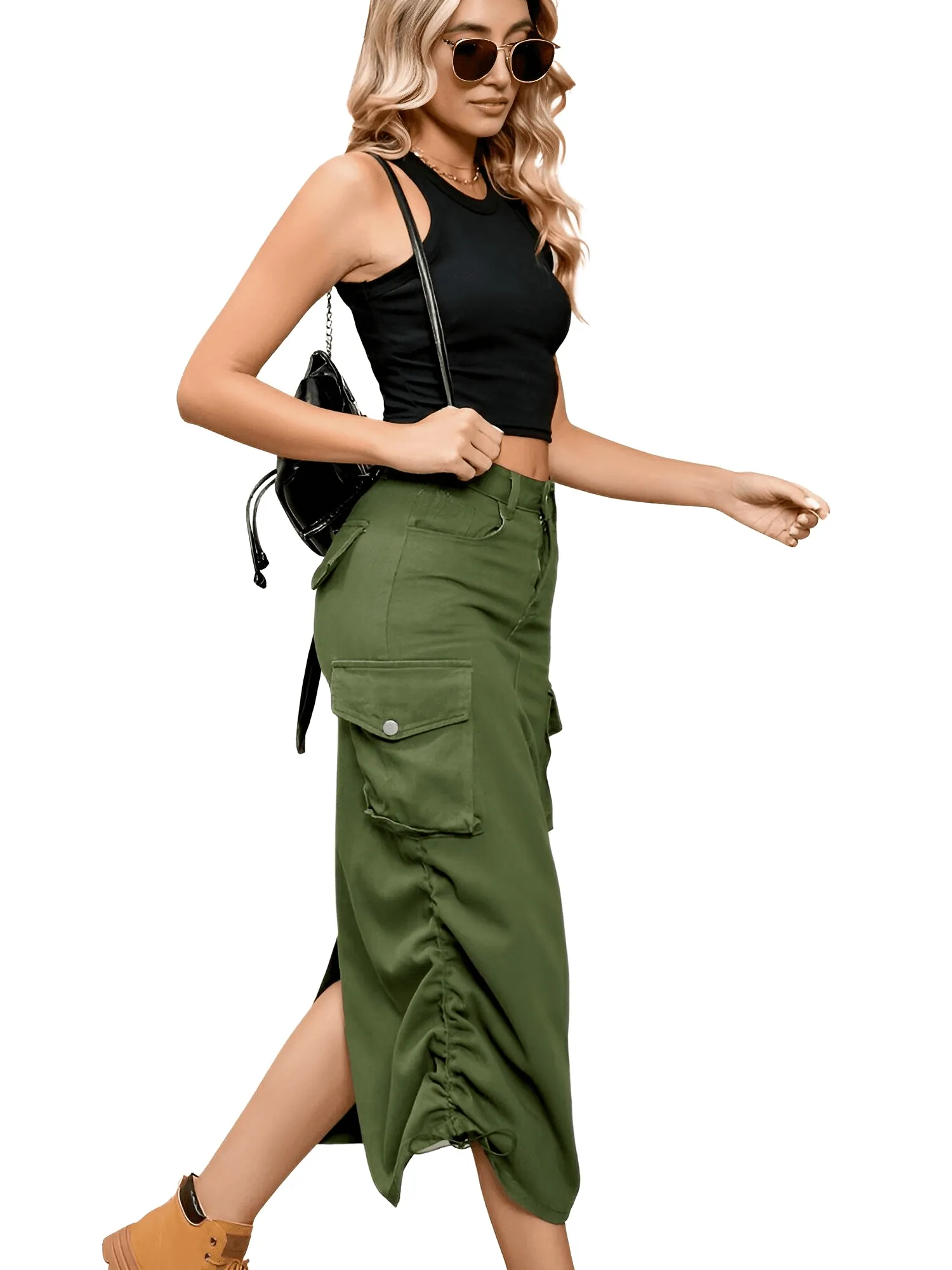 Denim Cargo Work Skirt For Women