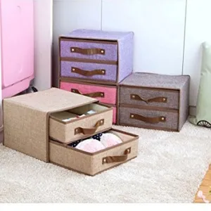 Double Drawer Pattern Storage/Cloth Box ( Random Colour ) By AK - 1 PC