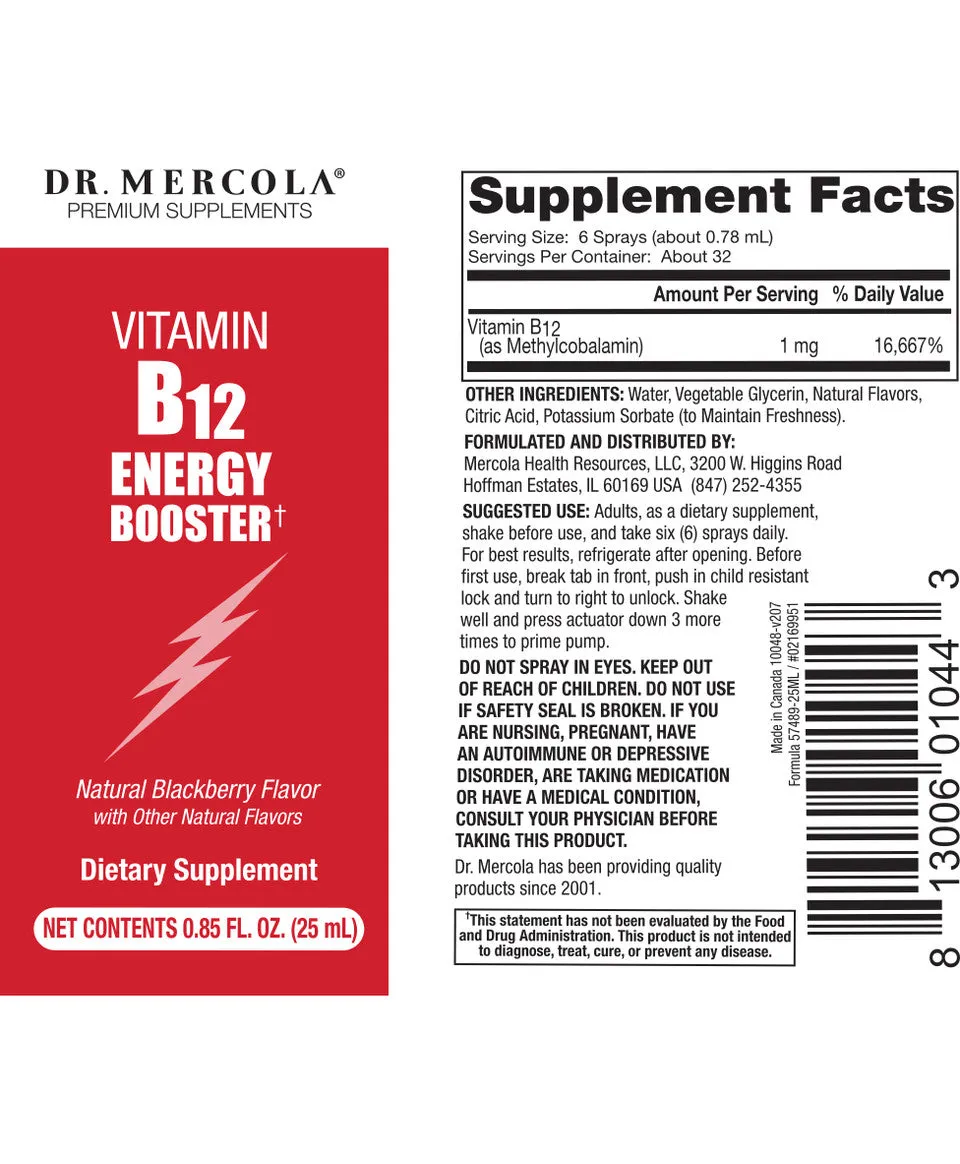 Dr. Mercola B12 Energy Boost 0.98Oz