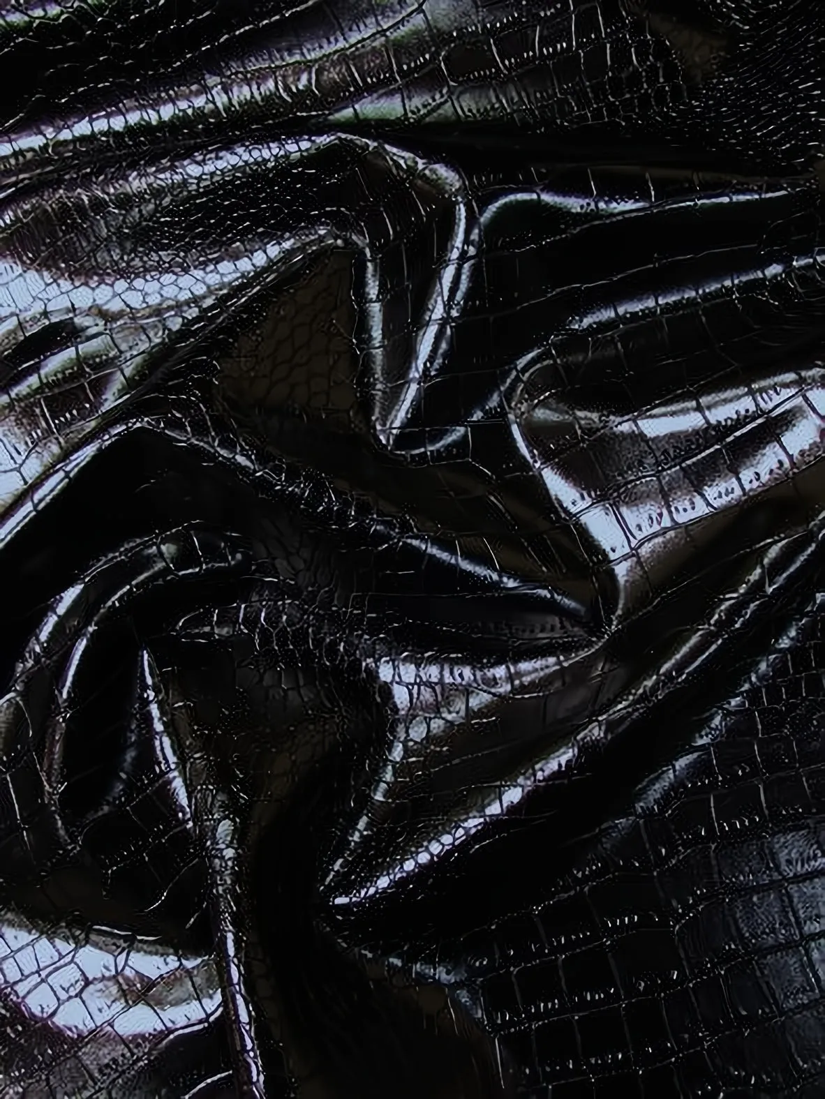 Dragon Gator Upholstery Vinyl Fabric / Onyx Black / Sold By The Yard