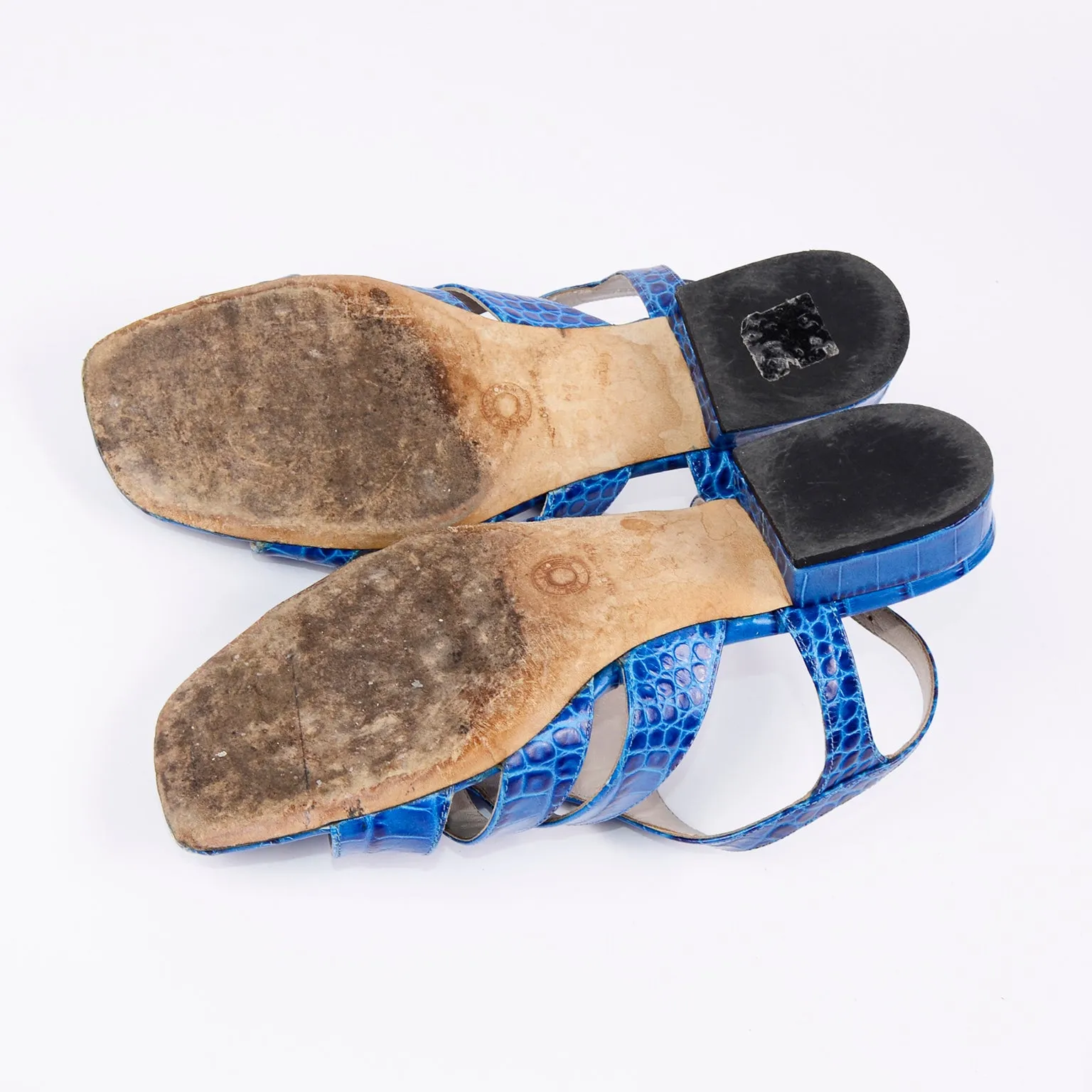 Dries Van Noten Blue Alligator Leather Sandals Size 37 w/ Box